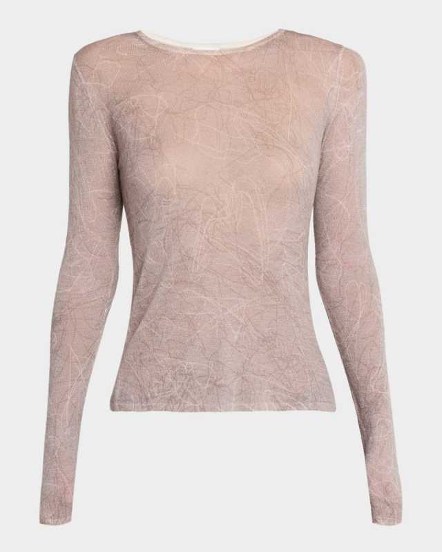 Cashmere Sheer Abstract-Print Top